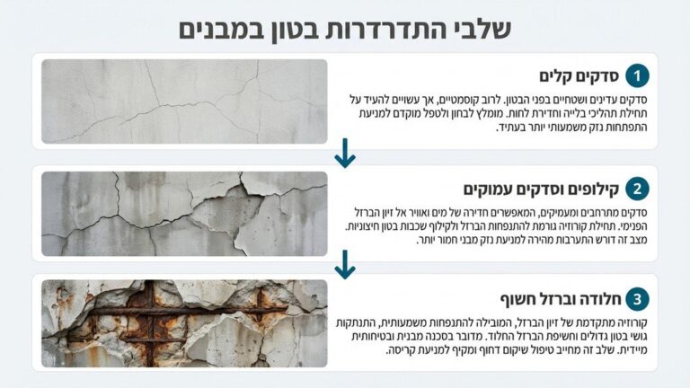 בניין ישן עם סדקים עמוקים בקירות החיצוניים וברזל זיון חשוף וחלוד
