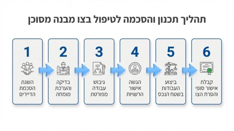 ישיבת ועד בית עם מהנדס לתכנון שיפוץ בניין משותף